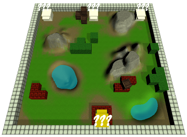 A recent screenshot of the level. Shows the Unity terrain.